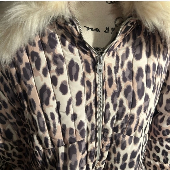 ❄️❄️ Venus Peplum Leopard Puffer Coat Fit And Flare 2x W/Pockets Faux Fur - Picture 12 of 13